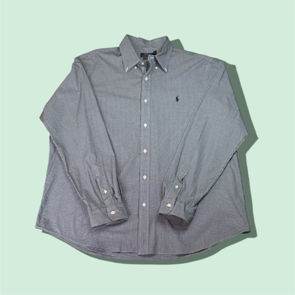Ralph Lauren Men's Black and White Microcheck Button-Down Shirt sz XXL - Picture 2 of 11